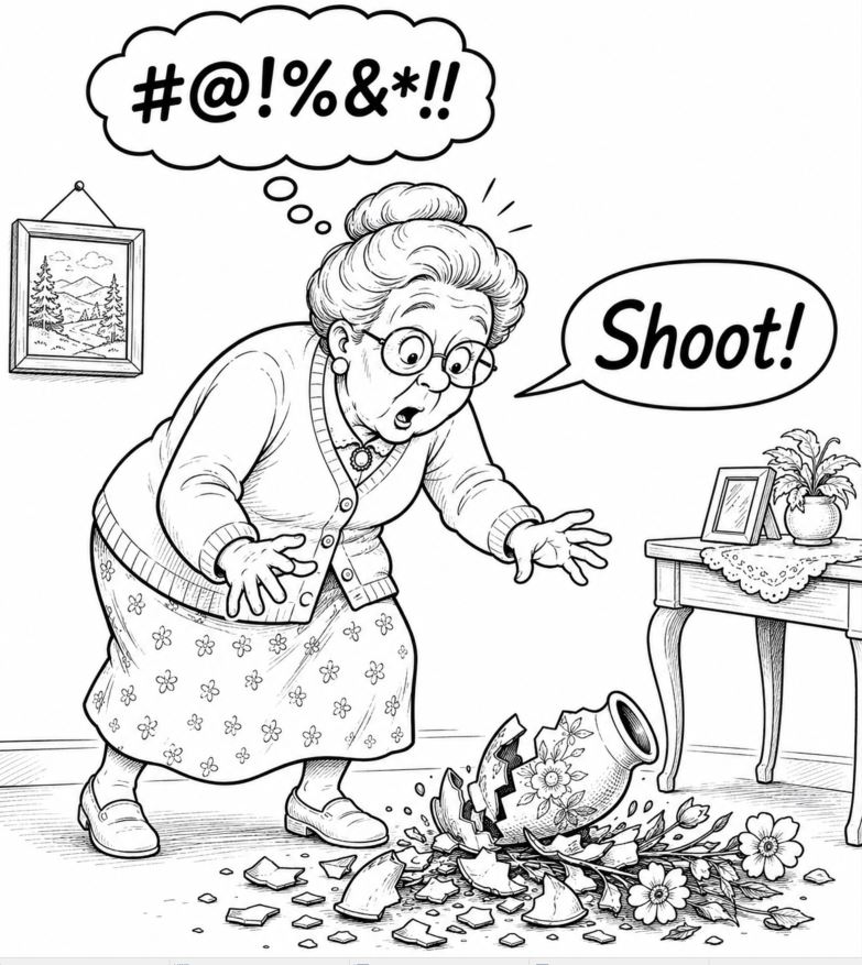 grandma saying shoot but thinking something else.